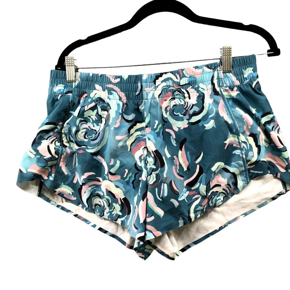 Athleta Printed Hustle 3'' Shorts Womens Medium M Blue Active Running Gym